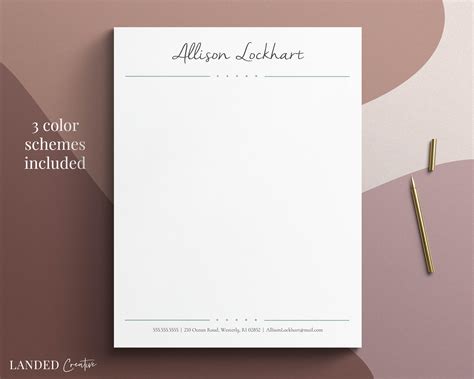 Elegant Letterhead Template Microsoft Word Letterhead Etsy Letterhead Template Professional ...