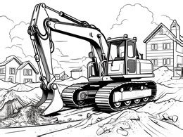 Easy Excavator Coloring Page - Coloring Page