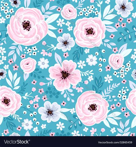 Seamless cute spring floral wallpaper Royalty Free Vector