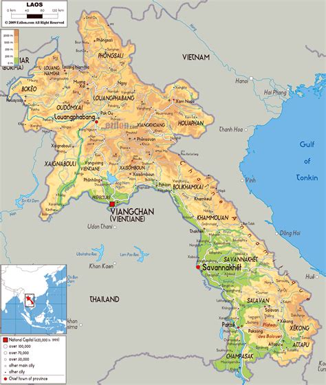 Large Physical Map Of Laos With Roads Cities And Airports Laos | Sexiz Pix