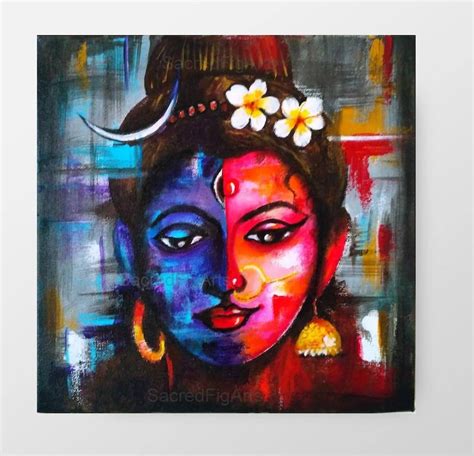 Shiva shakti shiv parvati 12x12 modern painting acrylic on | Etsy