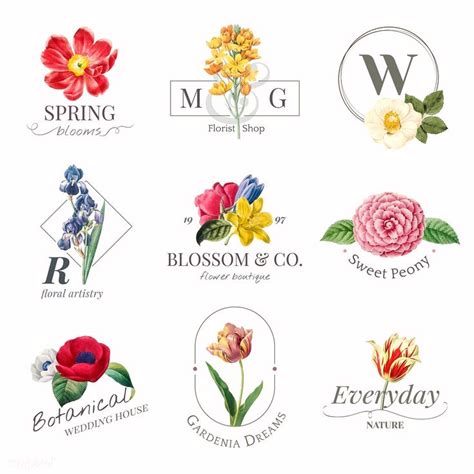 Flower boutique logo collection vector | free image by rawpixel.com / Minty | Flower logo ...