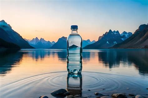 Premium AI Image | fresh mineral water bottle advertising pure water branding glacier and arctic ...