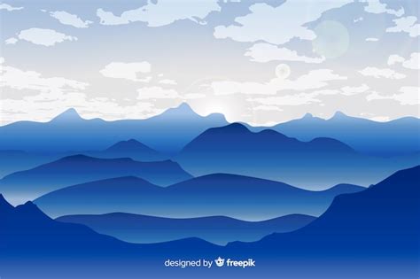 Free Vector | Blue gradient mountains landscape background