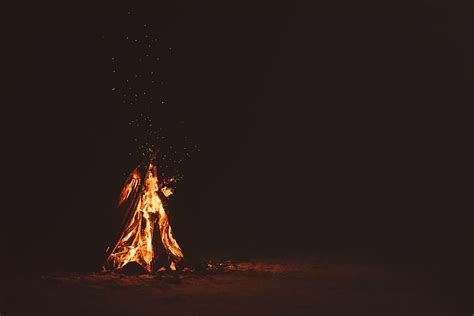 HD wallpaper: bonfire during night, time, flame, burn, campfire, dark, beach | Wallpaper Flare