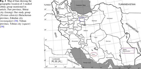 Map of Iran showing the geographic location of 3 studied ethnic group ...