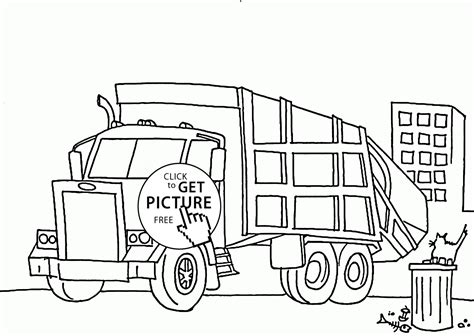 Simple Garbage Truck coloring page for kids, transportation coloring pages printables free ...