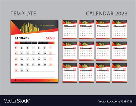 Wall calendar 2023 template-desk calendar design Vector Image