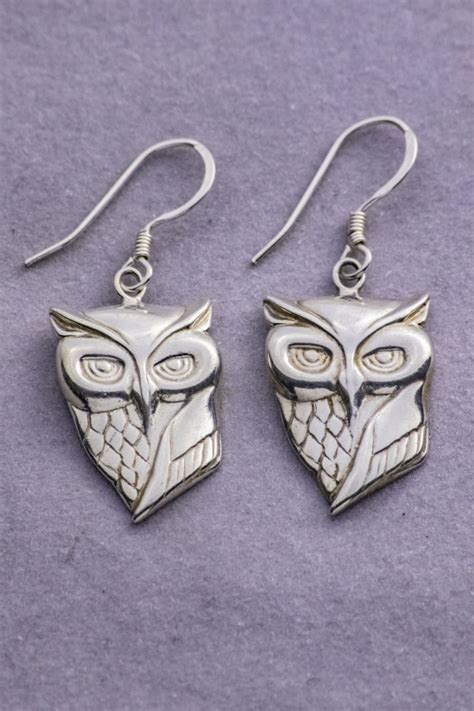 "Sterling Silver Owl Earrings"