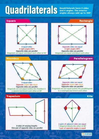 Quadrilaterals – Maths Poster | Math charts, Math poster, Studying math