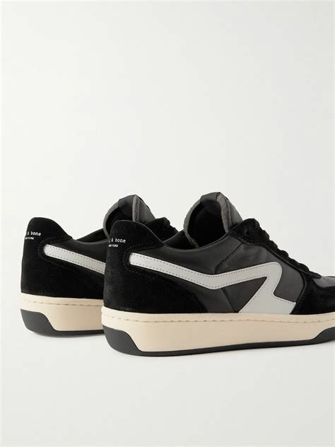 Rag & Bone - Retro Court Suede-Trimmed Leather Sneakers - Black Rag and Bone