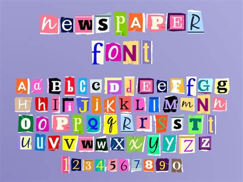 Premium Vector | Colorful letters of font in newspaper style