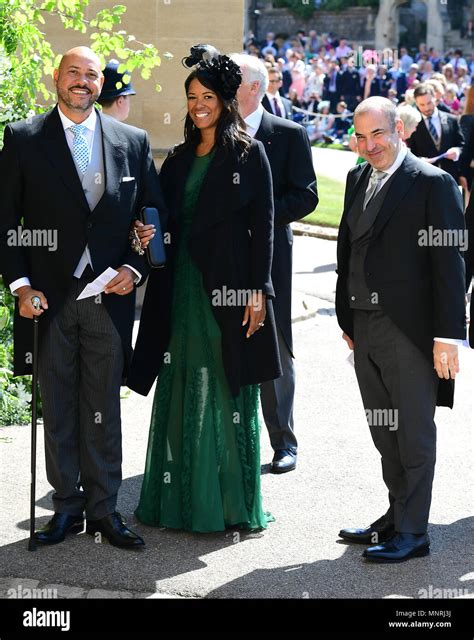 Rick Hoffman (right) arrives at St George's Chapel at Windsor Castle for the wedding of Meghan ...