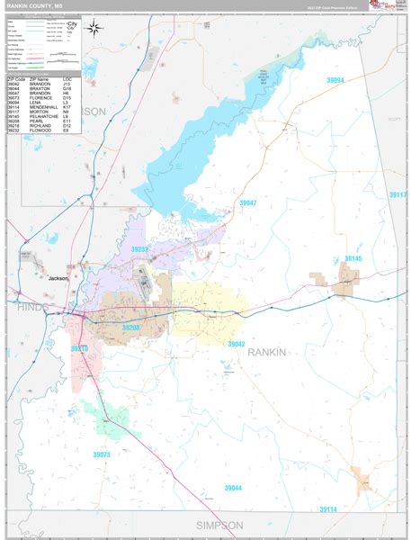 Rankin County, MS Wall Map Premium Style by MarketMAPS - MapSales