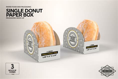 Single Donut Box Packaging Mockup