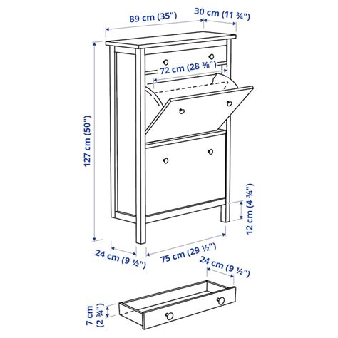 HEMNES shoe cabinet with 2 compartments, black-brown, 89x30x127 cm ...