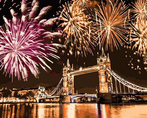 London Bridge Fireworks Painting | Art Of Paint By Numbers