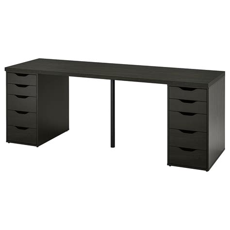 an office desk with drawers on the bottom and one drawer at the top, in black