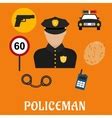 Professional policeman and his tools man and his Vector Image