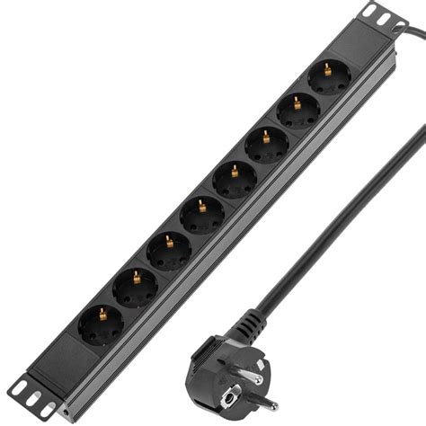 Rack mount PDU Power Distribution Unit 19" 1U 8 Schuko Power Strip ...