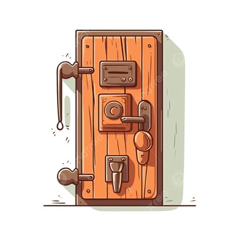 Door Holder, Sticker Clipart Wooden Safe Door Icon Vector Cartoon, Sticker, Clipart PNG and ...