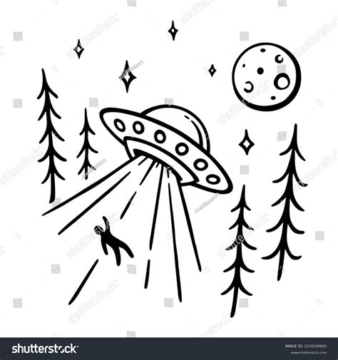 Alien Ufo Abduction Doodle Drawing Hand Stock Vector (Royalty Free ...