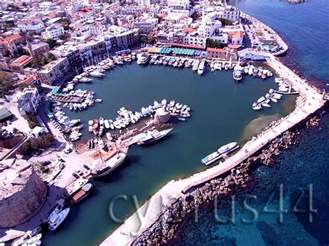 Kyrenia Harbour From Air North Cyprus Photograph - Cyprus44.com