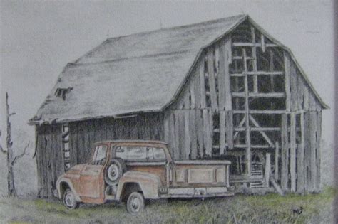 Pencil Sketches Of Old Barns Barn Pencil Drawing -Gone But Not ...