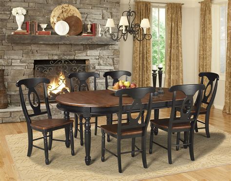 British Isles 76" Oak Black Extendable Oval Dining Table - 1StopBedrooms.