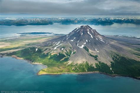 Aerial of Mount Augustine volcano - AlaskaPhotoGraphics