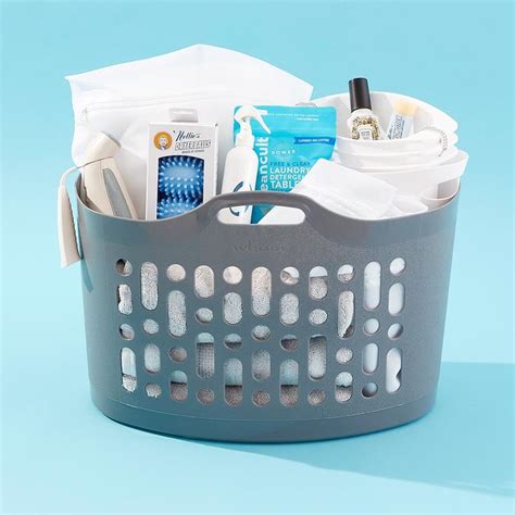 White Stackable Laundry Basket with Grey Handles in 2024 | Laundry ...