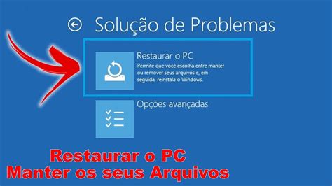 Tela Azul Windows 10 - Restaurar o PC Mantendo os Arquivos - Solução de Problemas - YouTube