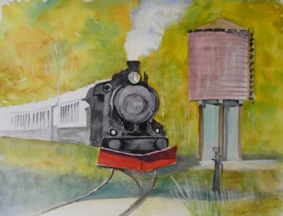 Bunny's Artwork: Train Watercolor Painting