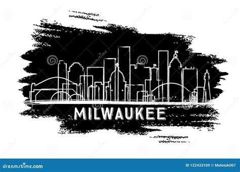 Milwaukee Wisconsin Skyline Silhouette. Hand Drawn Sketch Stock Vector ...