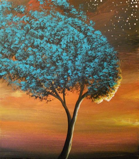 art original painting wind blow tree painting art abstract art original ...