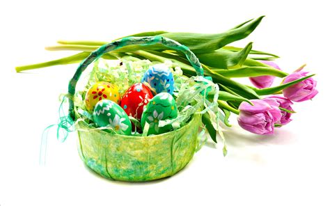Holidays, Easter, Tulips, Eggs, Wicker basket, HD Wallpaper | Rare Gallery