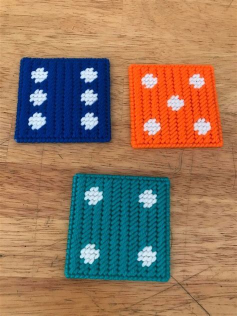 Dice Coasters Set of Six Plastic Canvas FREE SHIPPING | Etsy | Plastic ...