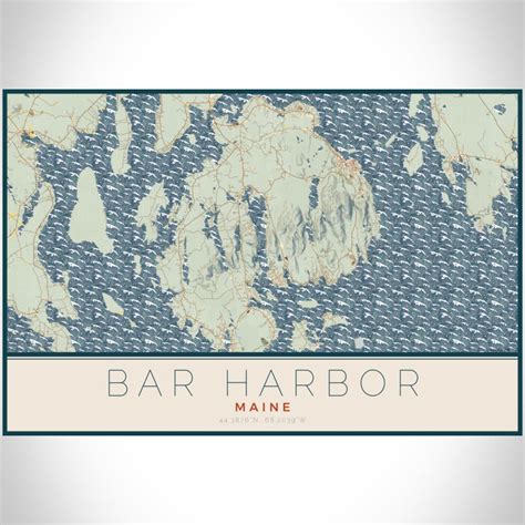 Bar Harbor - Maine Map Print in Woodblock — JACE Maps