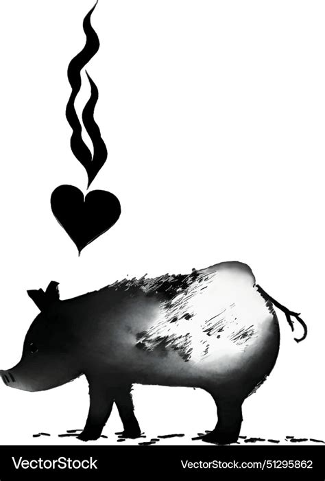 Black silhouette of a pig on white background Vector Image