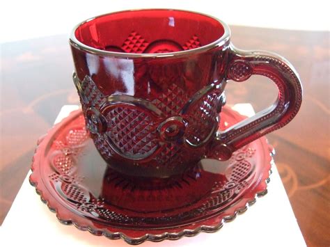 Avon 1876 Cape Cod Ruby Red Glassware Cup and by KnightandNole