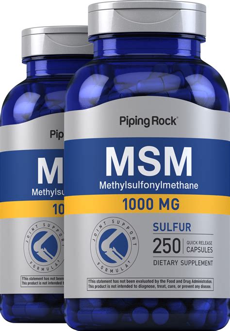 MSM 1000 + Sulfur 1000 mg VALUE SIZE 2 Bottles x 250 Capsules | Nutrition Express by PipingRock ...