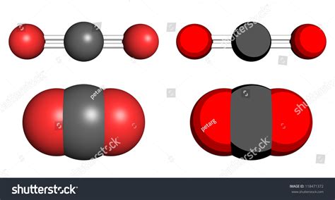 Carbon Dioxide Molecule Ballandstick Space Filling Stock Illustration ...