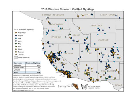 10/17/2019 2019 Western Monarch Verified Sightings Map