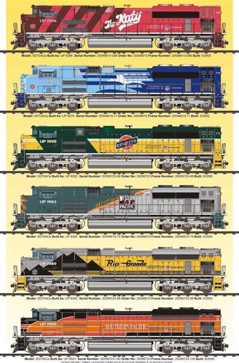 Union Pacific 6 Heritage Locomotives Railroad Poster - A-Trains.com