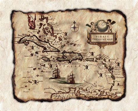 Old Pirate Treasure Map Art of Caribbean Mappa antica dei | Etsy