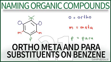 Naming Aromatic Compounds Part 2 Ortho Meta Para Substituents on Benzene - MCAT and Organic ...