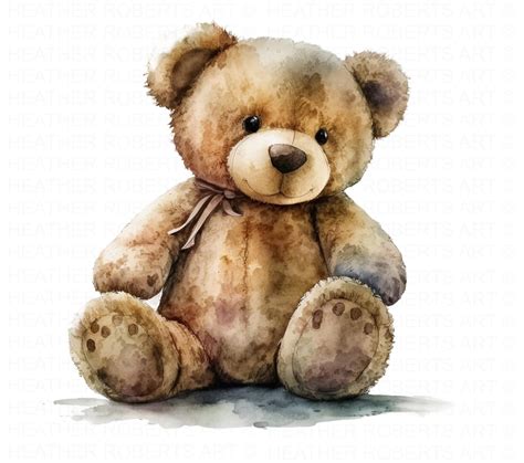 Watercolor Teddy Bear Clipart Teddy Bear Cute Clip Art Card - Etsy UK