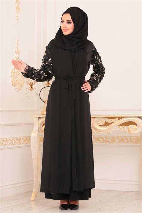 Neva Style - Black Hijab Abaya 9037S - Neva-style.com