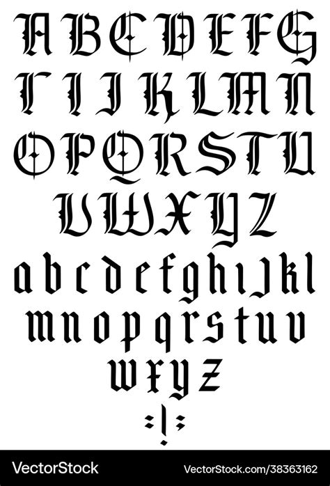 Gothic alphabet medieval font Royalty Free Vector Image