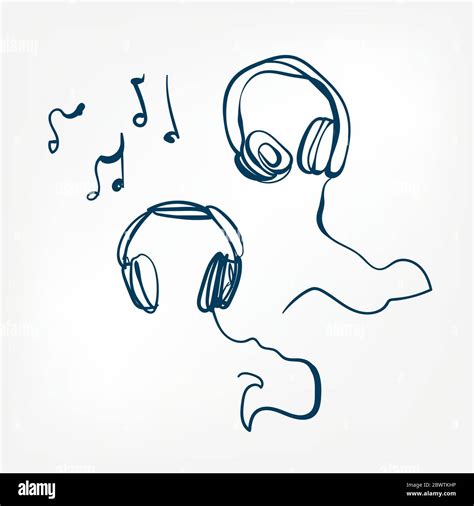 headphones sketch vector illustration isolated design element isolated ...